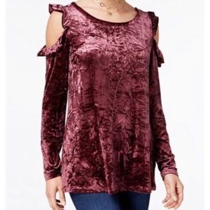 5/$25🔅Ultra Flirt Crushed Velvet Cold Shoulder